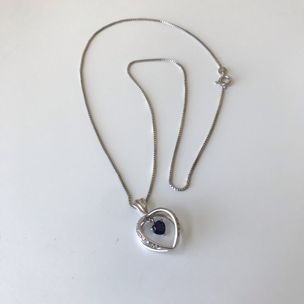Sterling Silver Caged Heart Gemstone Pendant Necklace